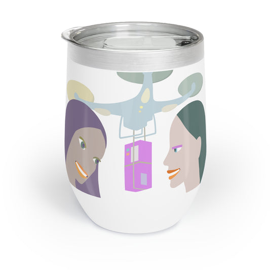Vacuum Insulated Tumbler 12 oz with Zoom Print Girls Getting Present From Friend